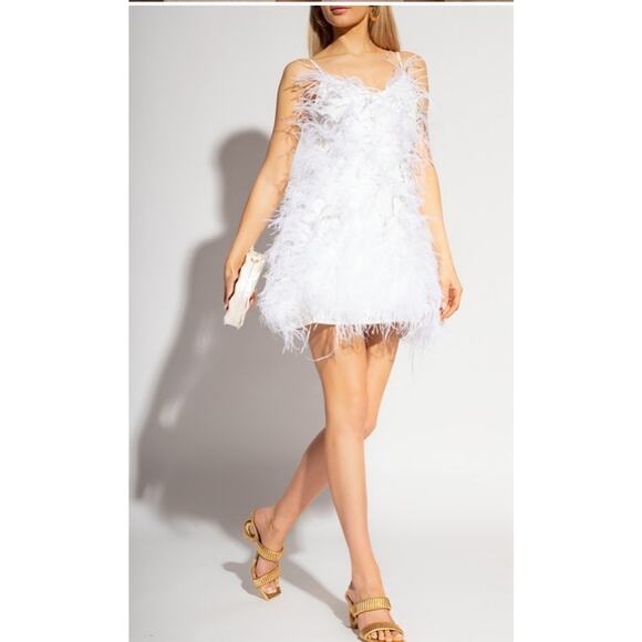 NWT $1300 Cult Gaia Zariah white Feather Dress Sz XS NEW Bridal Wedding … - Picture 1 of 16